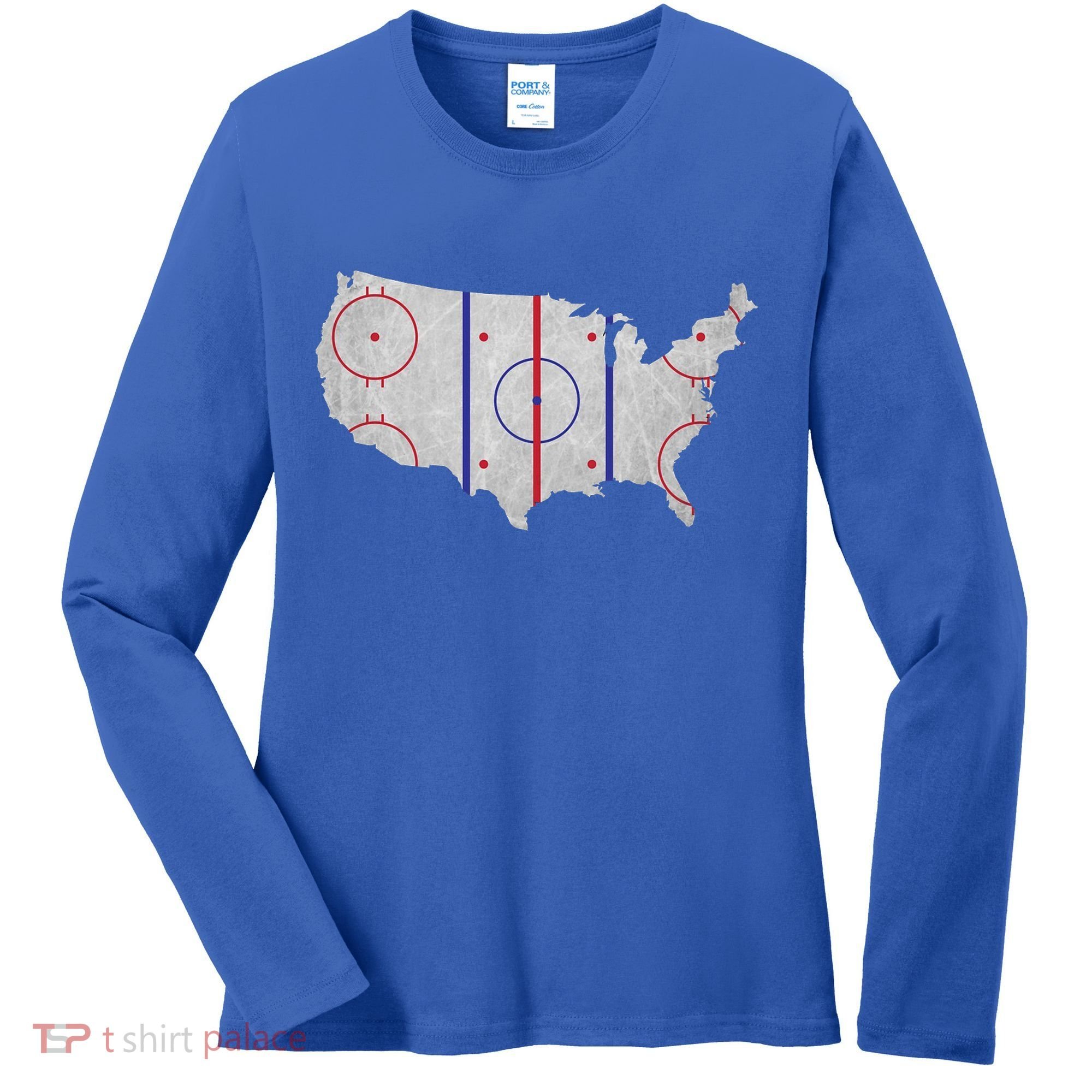 Hockey USA Map Women's Long Sleeve Shirt