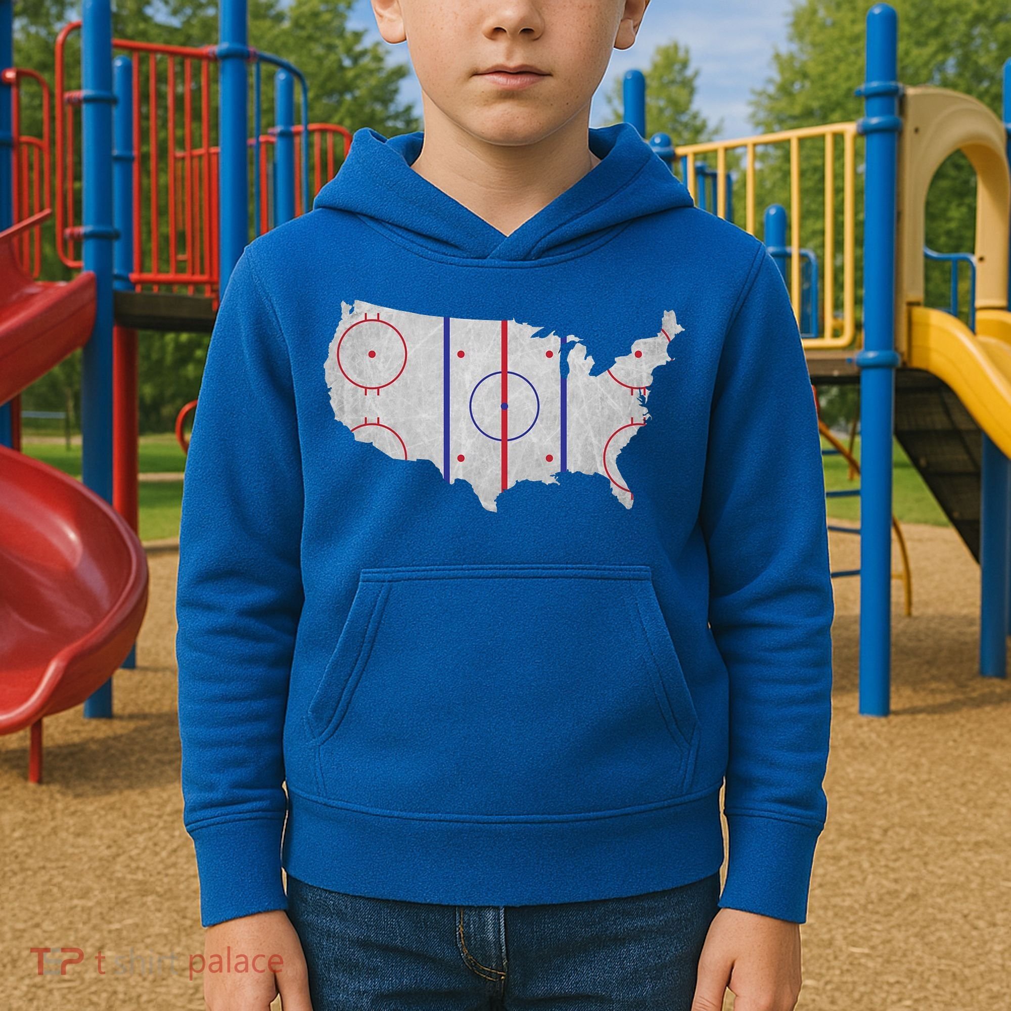 Hockey USA Map Kids Hoodie
