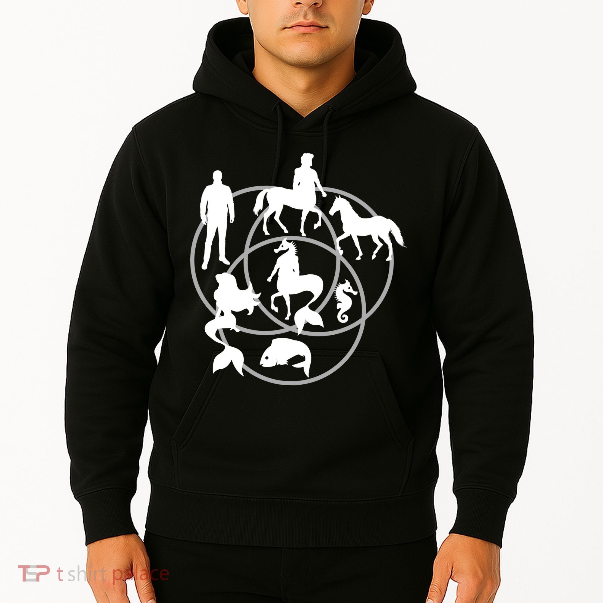 Human Horse Fish Venn Diagram Hoodie