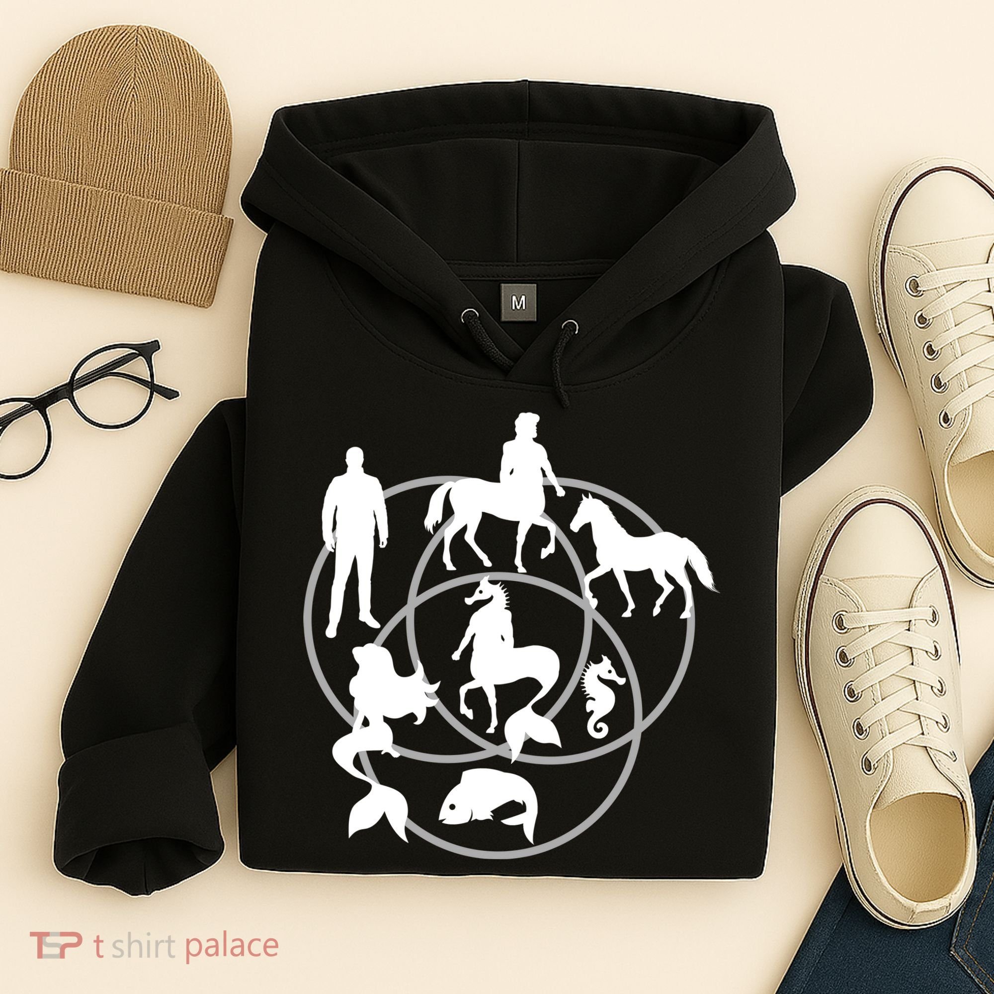 Human Horse Fish Venn Diagram Hoodie