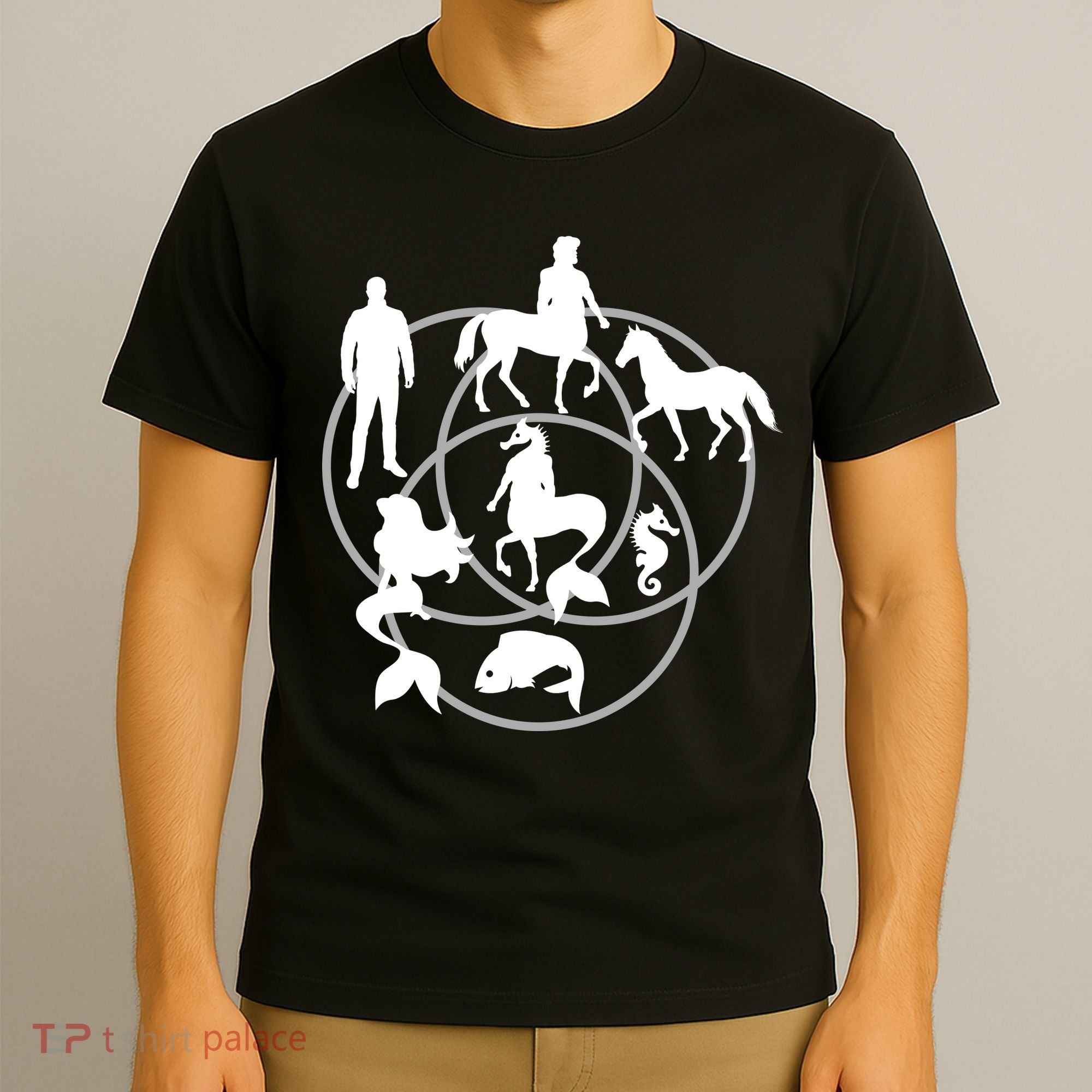 Human Horse Fish Venn Diagram T-Shirt