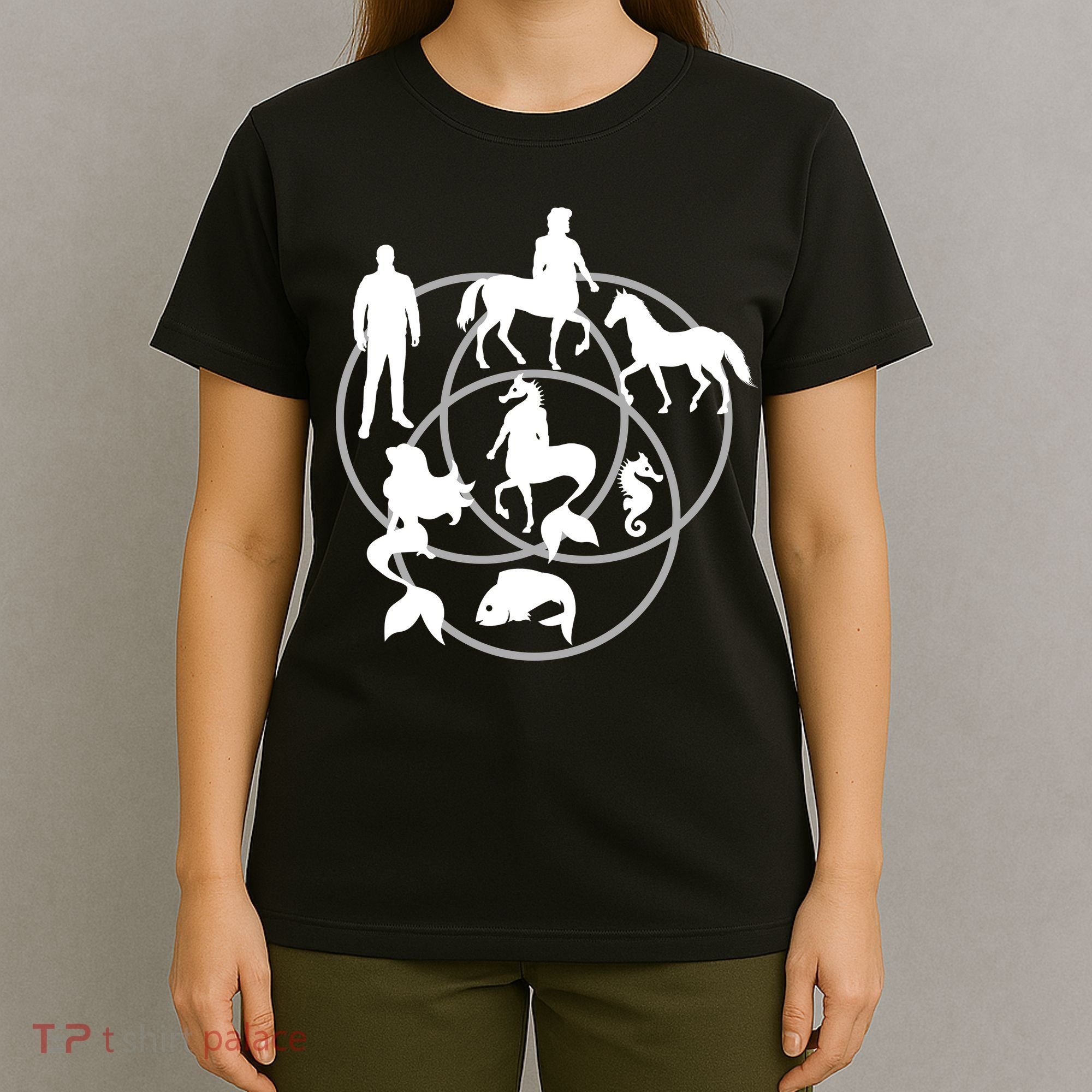 Human Horse Fish Venn Diagram T-Shirt