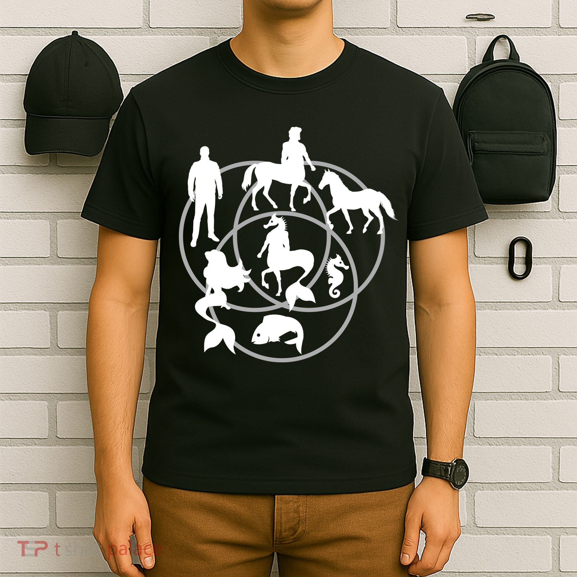 Human Horse Fish Venn Diagram T-Shirt