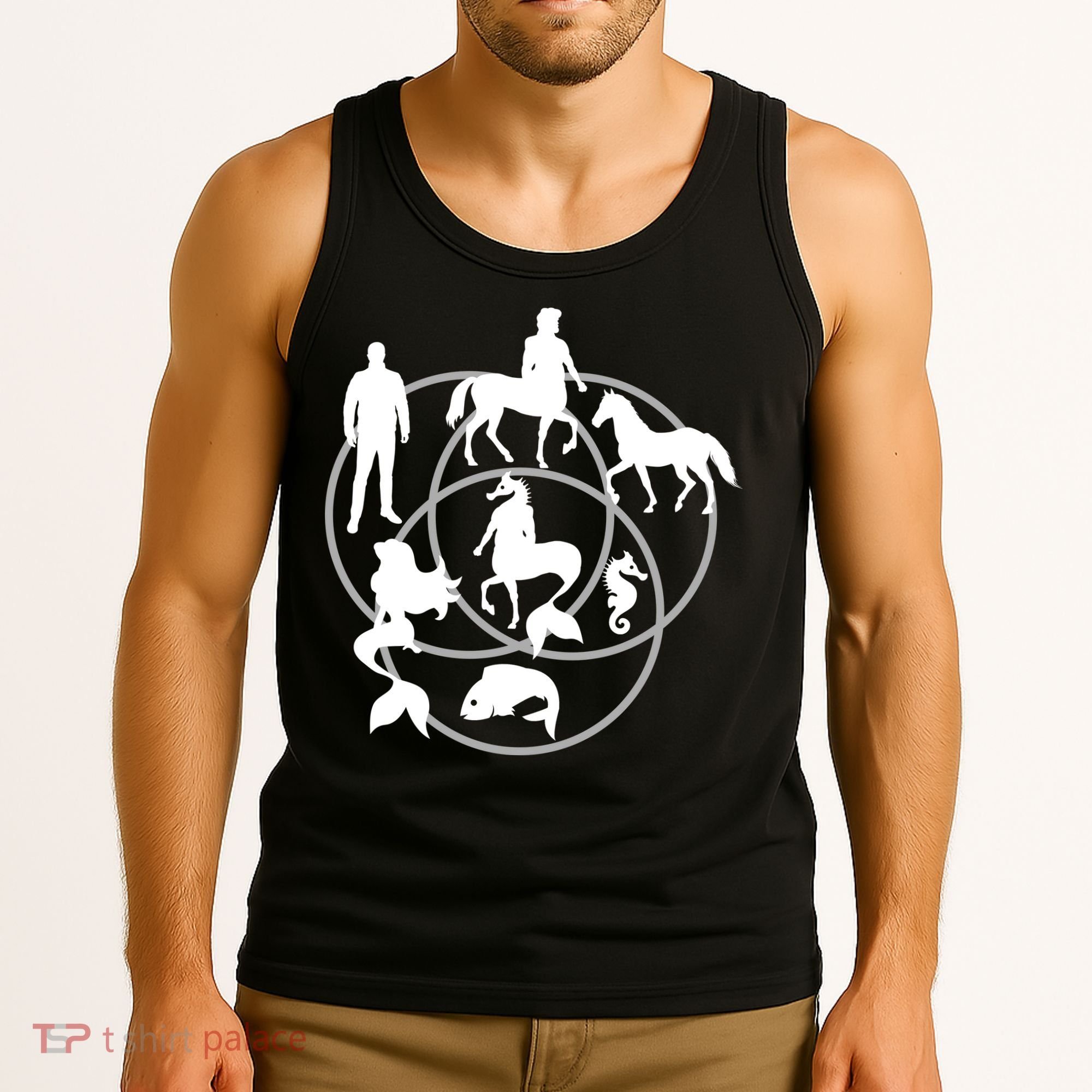 Human Horse Fish Venn Diagram Tank Top