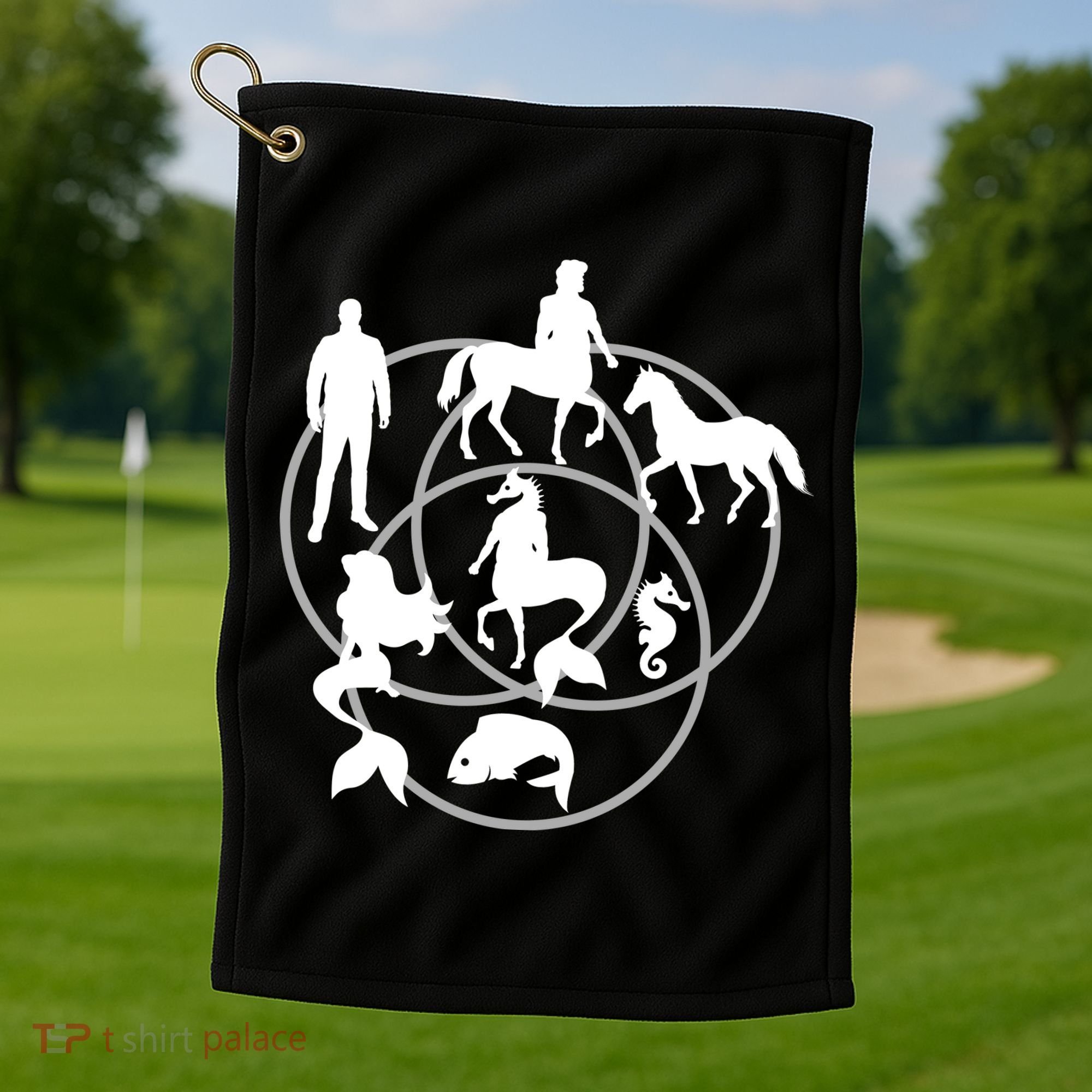 Human Horse Fish Venn Diagram Golf Towel