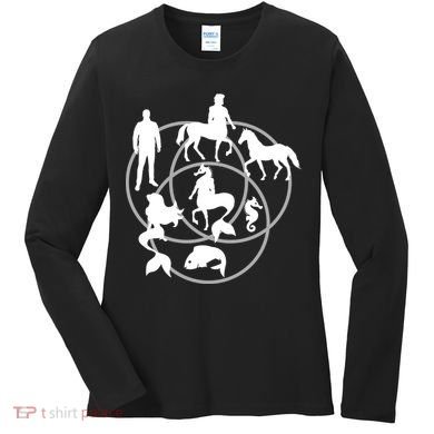 Human Horse Fish Venn Diagram Women's Long Sleeve Shirt