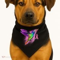 Humming Bird Breast Cancer Awareness USA-Made Doggie Bandana thumb 1