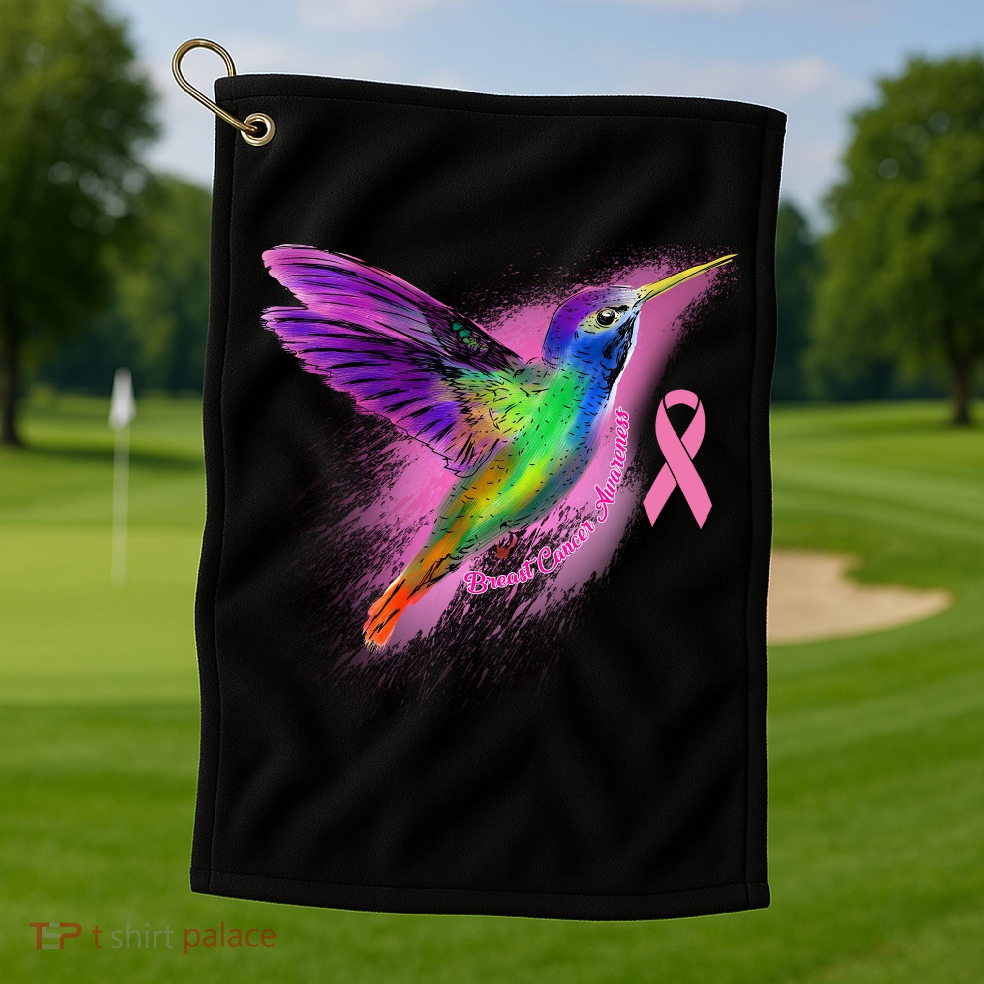 Humming Bird Breast Cancer Awareness Golf Towel