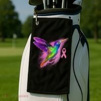 Humming Bird Breast Cancer Awareness Golf Towel thumb 2