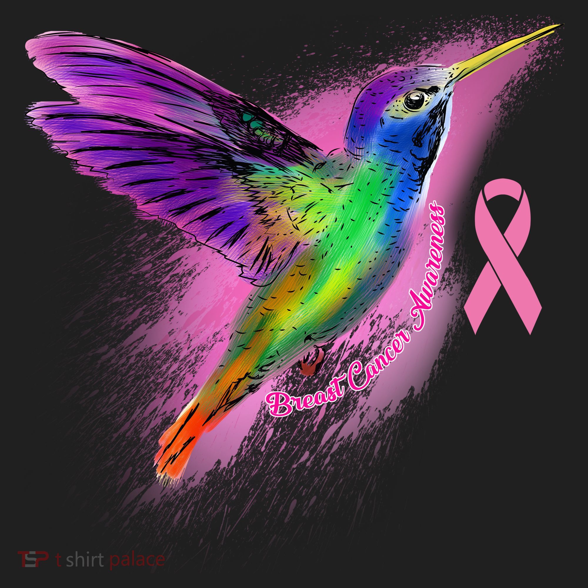 Humming Bird Breast Cancer Awareness Golf Towel