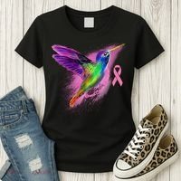 Humming Bird Breast Cancer Awareness Women's T-Shirt thumb 3