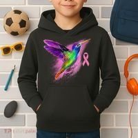 Humming Bird Breast Cancer Awareness Kids Hoodie thumb 2