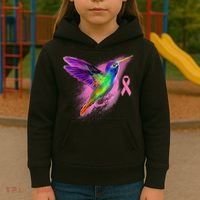 Humming Bird Breast Cancer Awareness Kids Hoodie thumb 3
