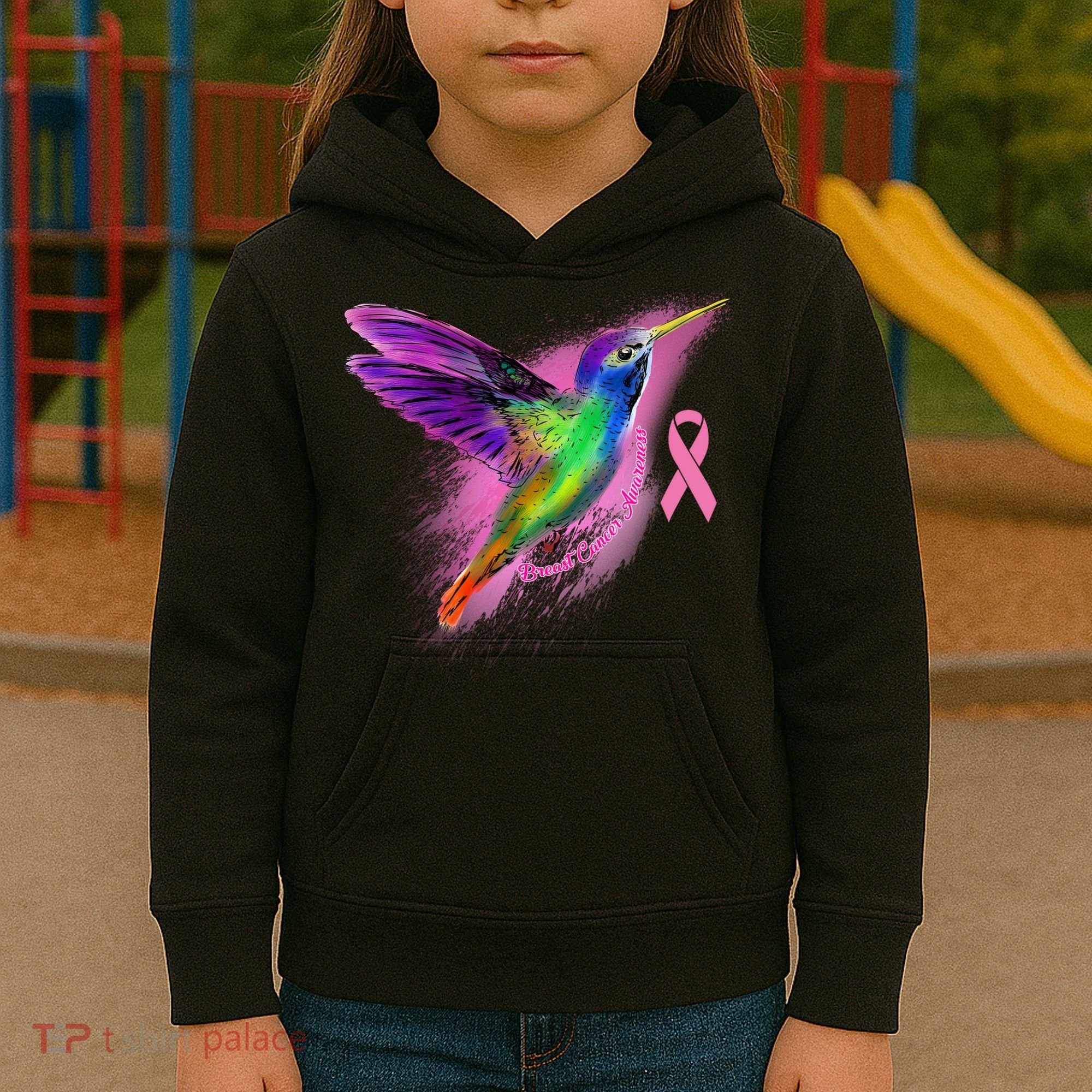 Humming Bird Breast Cancer Awareness Kids Hoodie