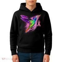Humming Bird Breast Cancer Awareness Kids Hoodie thumb 4