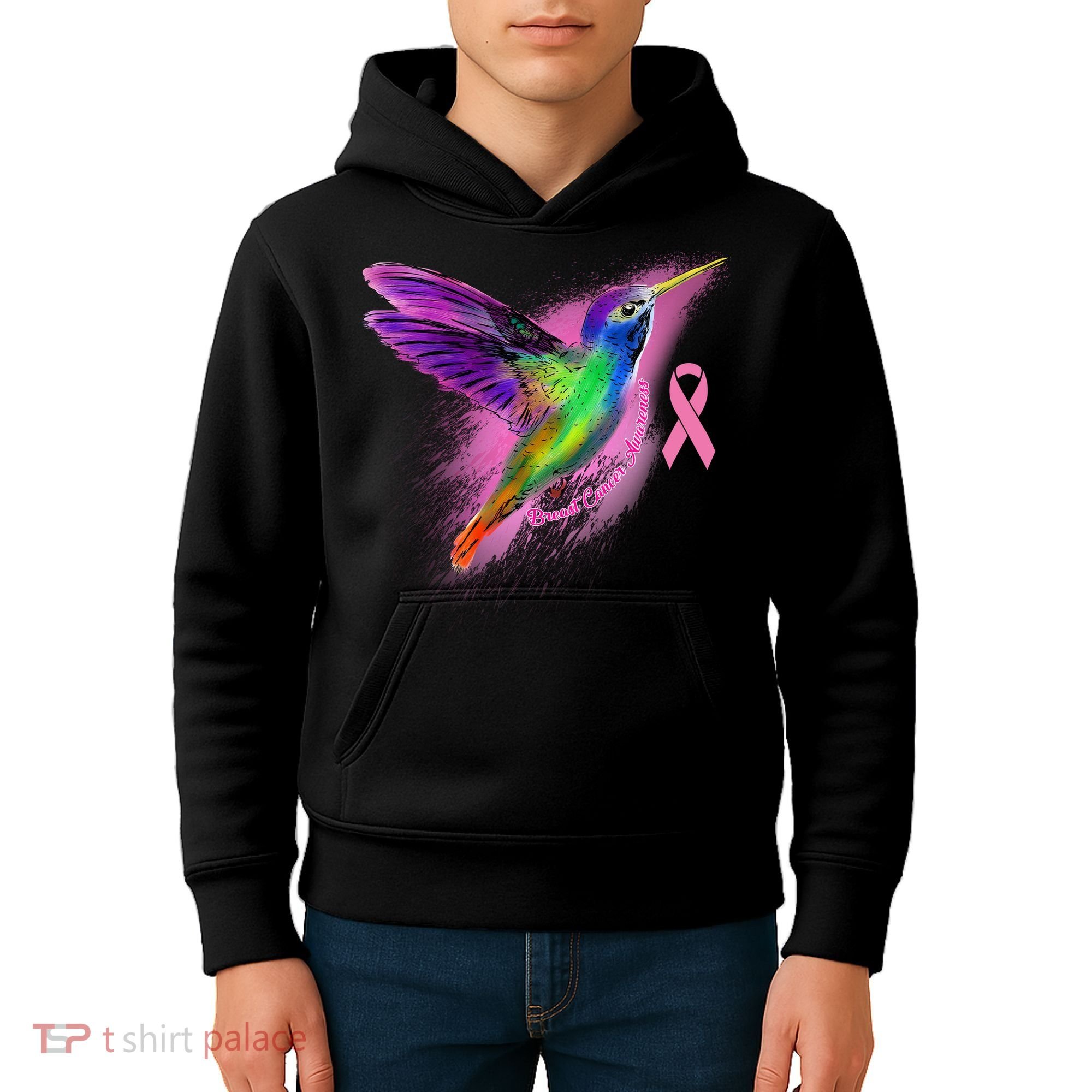 Humming Bird Breast Cancer Awareness Kids Hoodie