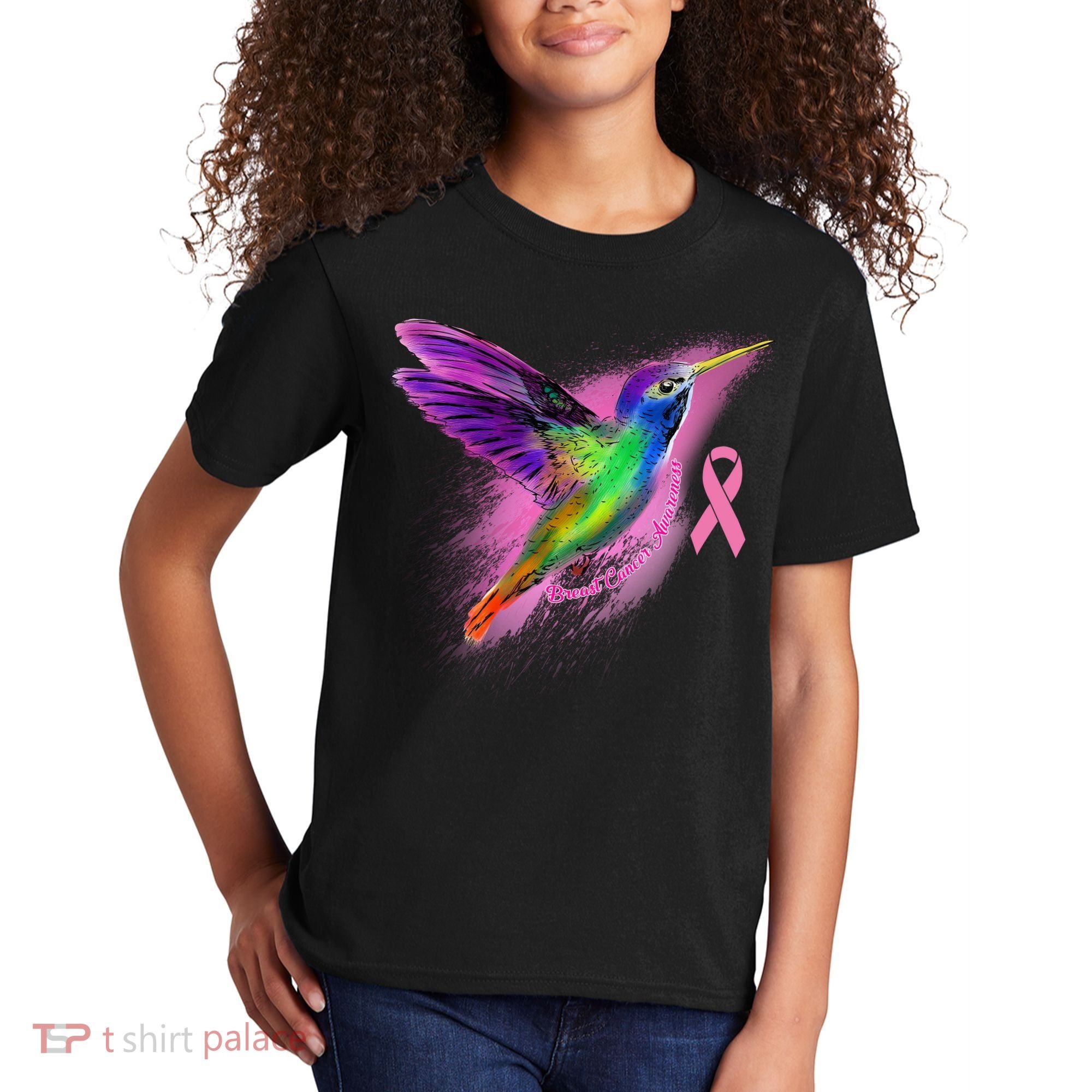Humming Bird Breast Cancer Awareness Kids T-Shirt