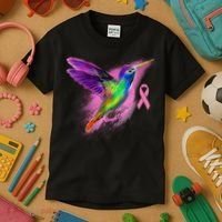 Humming Bird Breast Cancer Awareness Kids T-Shirt thumb 3