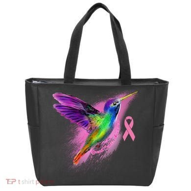 Humming Bird Breast Cancer Awareness Tote Bag