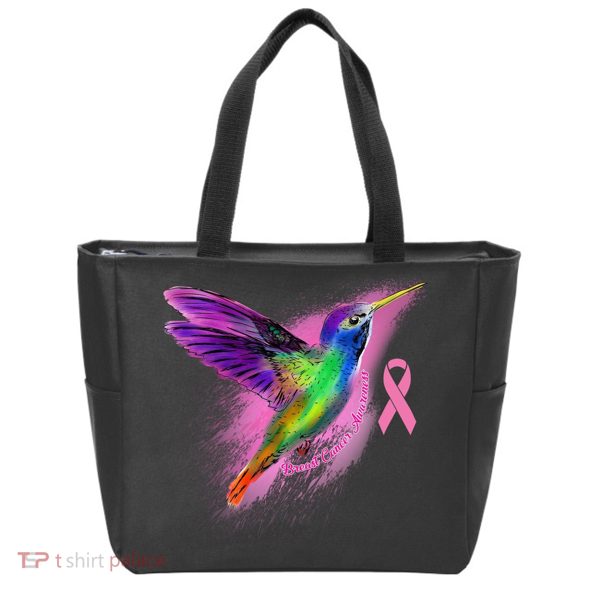 Humming Bird Breast Cancer Awareness Tote Bag