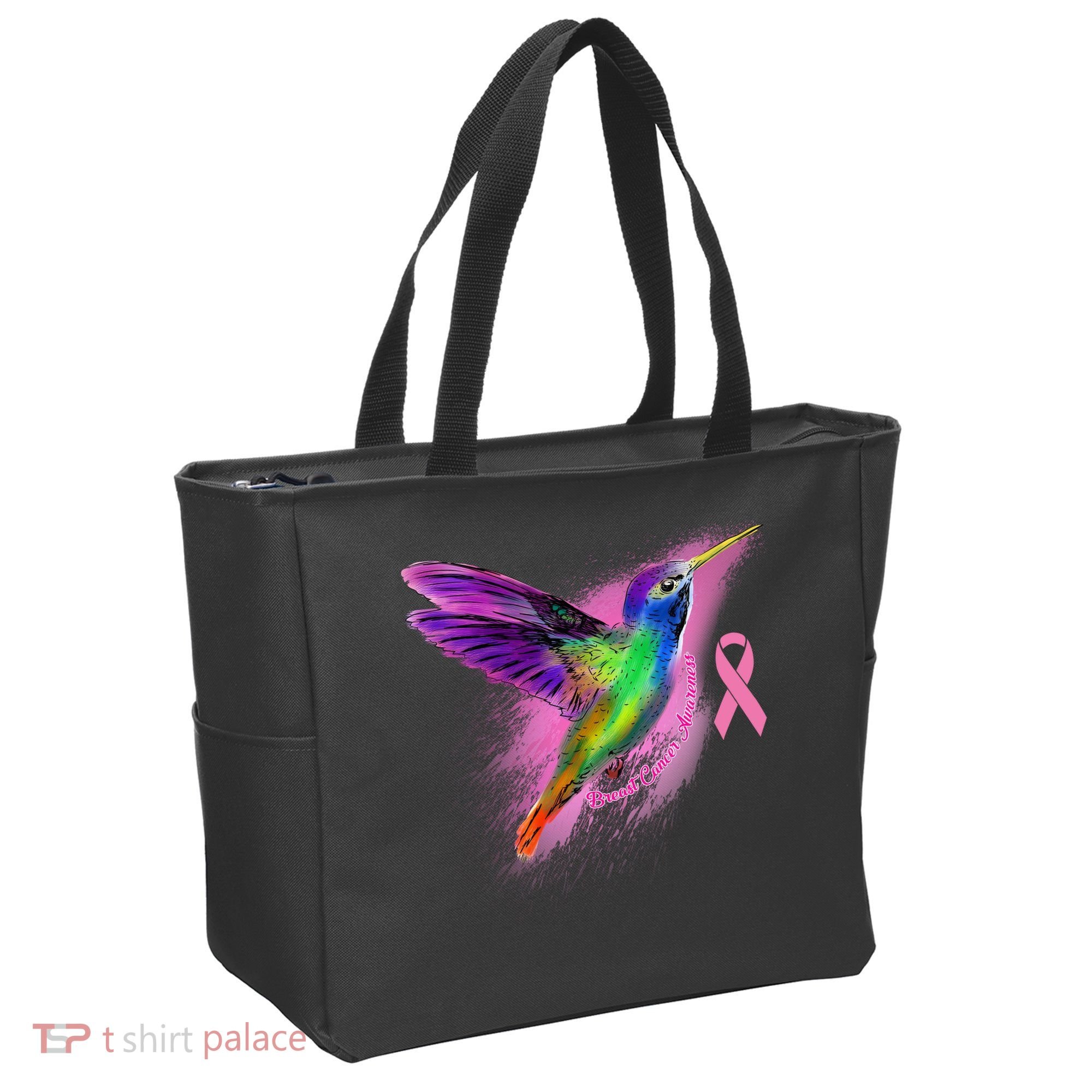Humming Bird Breast Cancer Awareness Tote Bag