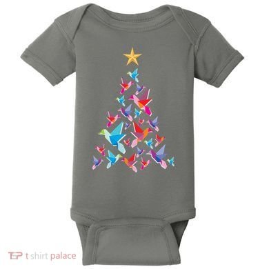 Humming Bird Christmas Tree Baby Bodysuit