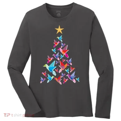 Humming Bird Christmas Tree Women's Long Sleeve Shirt