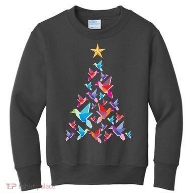 Humming Bird Christmas Tree Kids Sweatshirt