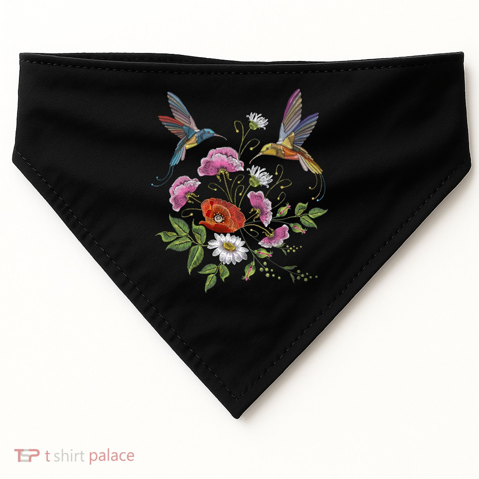 Humming Birds Flowers USA-Made Doggie Bandana