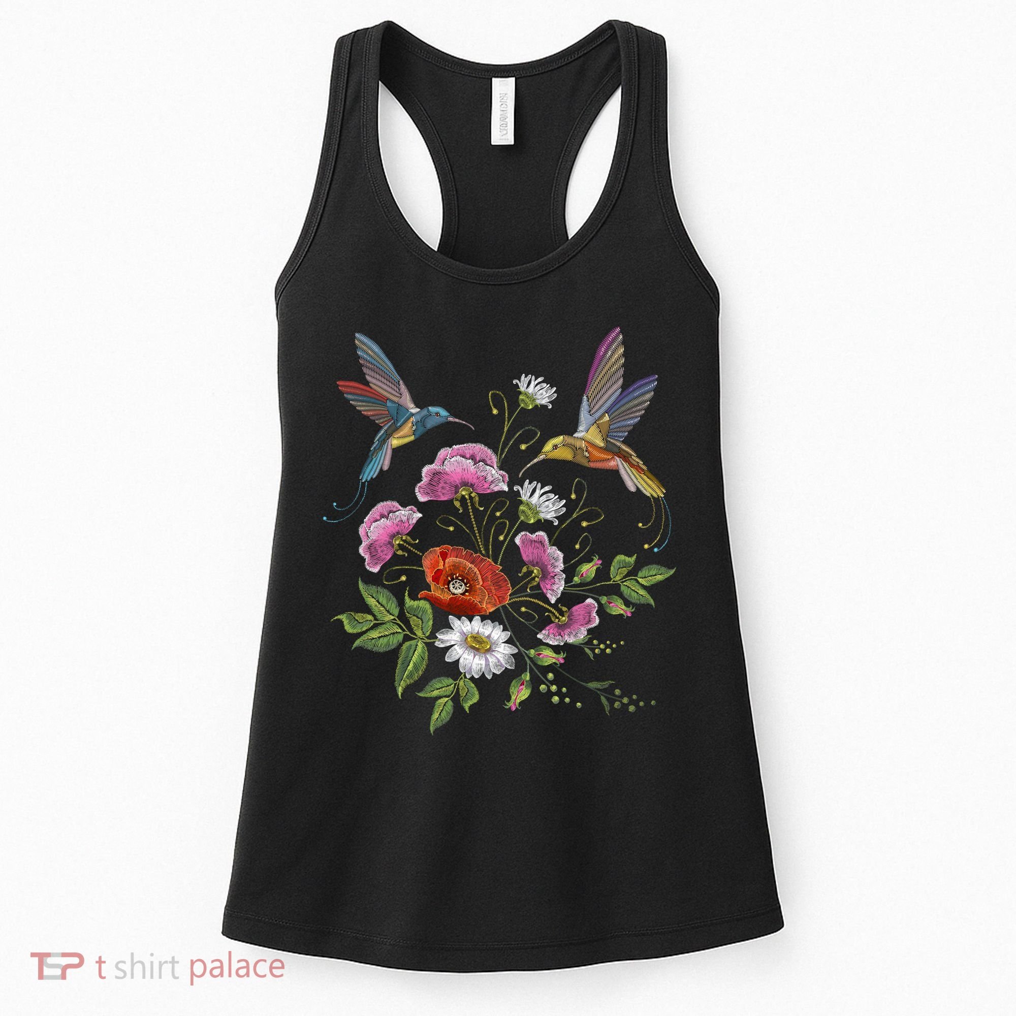 Humming Birds Flowers Women's Tank Top