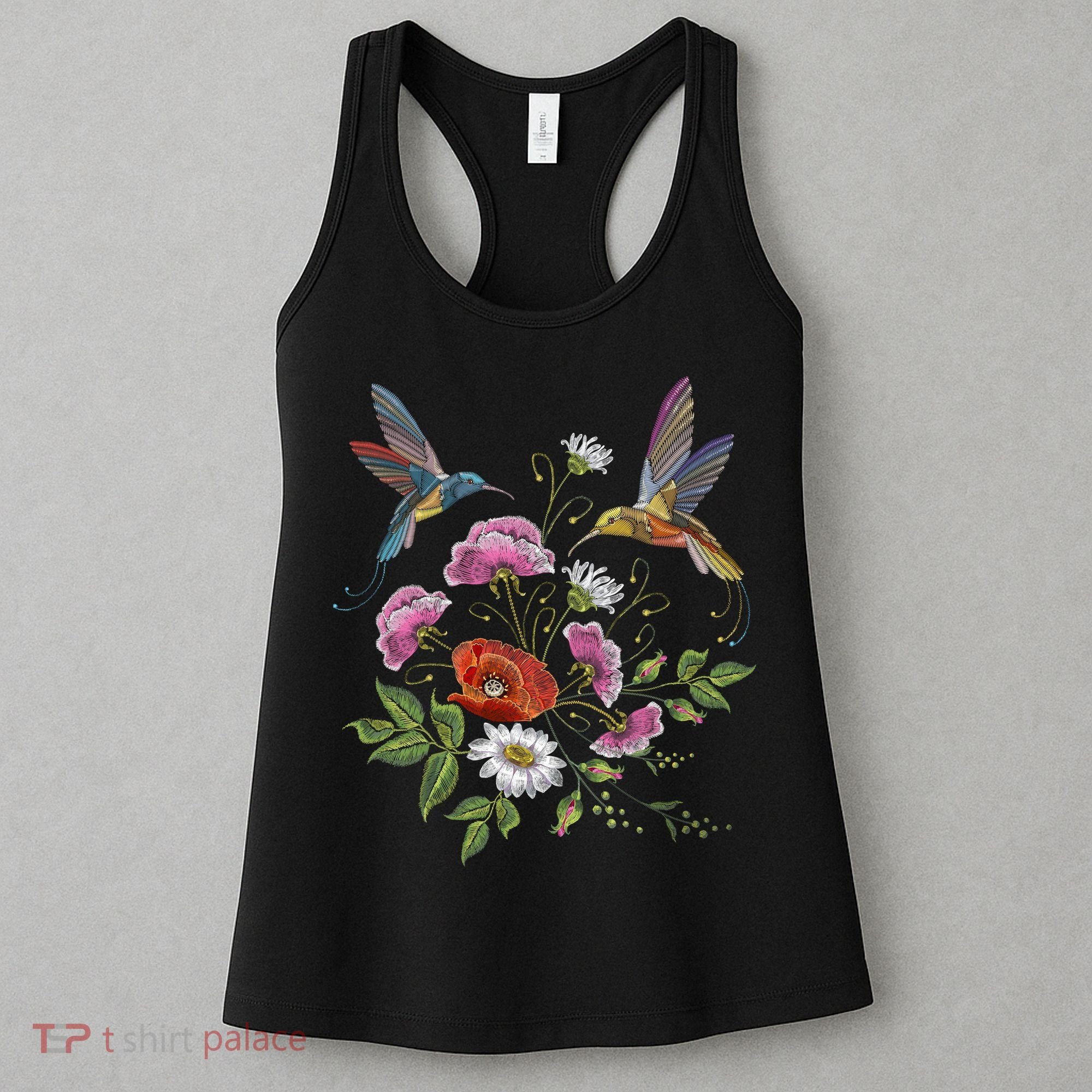 Humming Birds Flowers Women's Tank Top