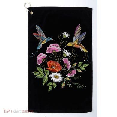 Humming Birds Flowers Golf Towel