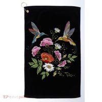 Humming Birds Flowers Golf Towel thumb 0