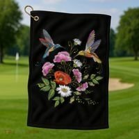 Humming Birds Flowers Golf Towel thumb 1