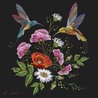 Humming Birds Flowers Golf Towel thumb 3