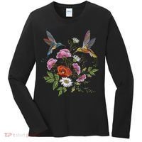 Humming Birds Flowers Women's Long Sleeve Shirt thumb 0