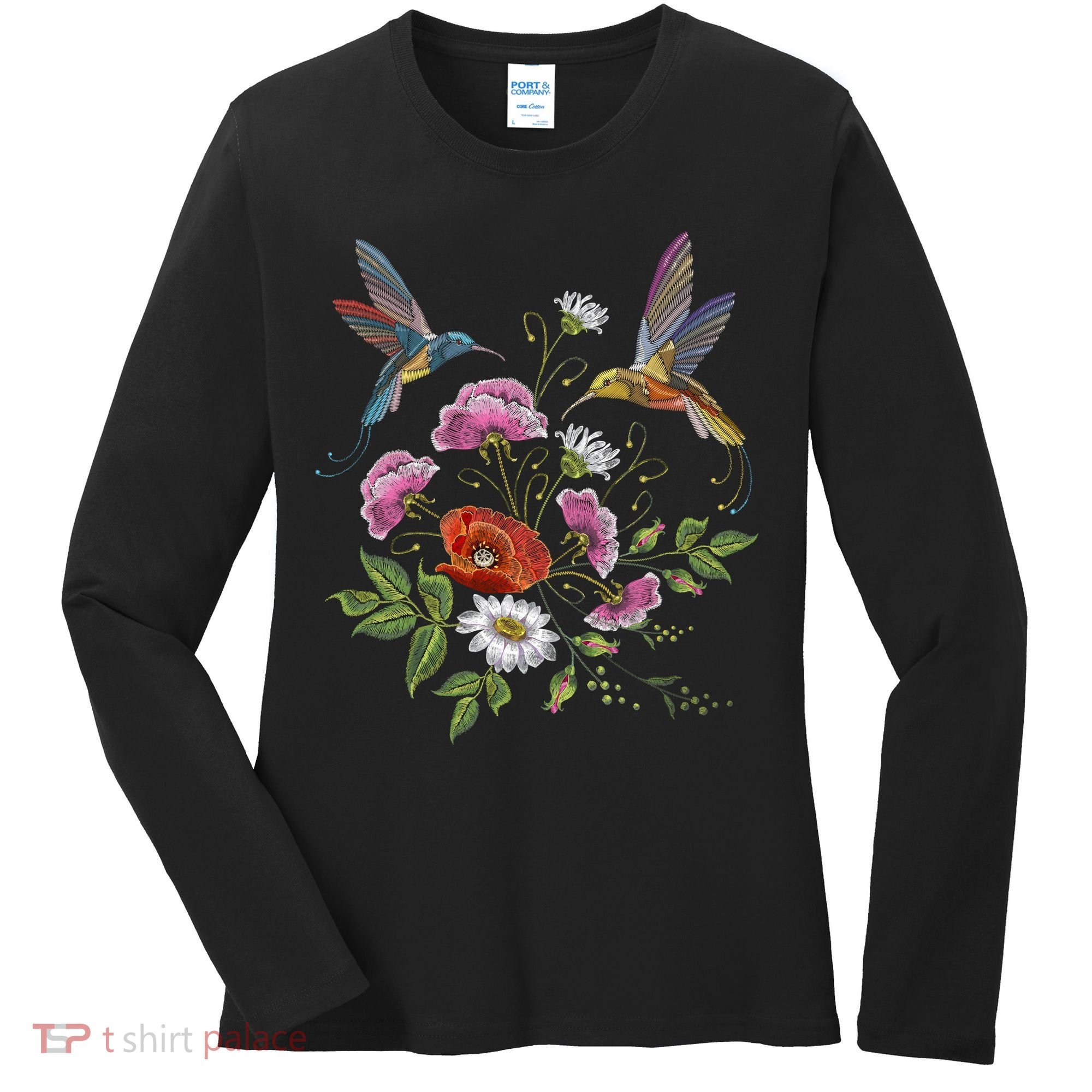 Humming Birds Flowers Women's Long Sleeve Shirt