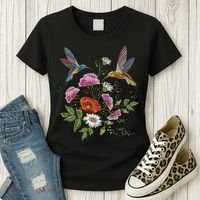 Humming Birds Flowers Women's T-Shirt thumb 3