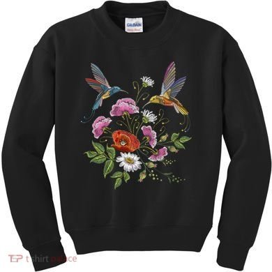 Humming Birds Flowers Kids Sweatshirt