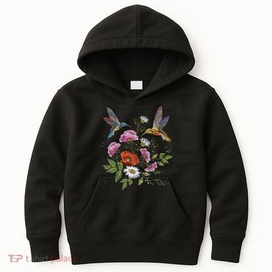 Humming Birds Flowers Kids Hoodie