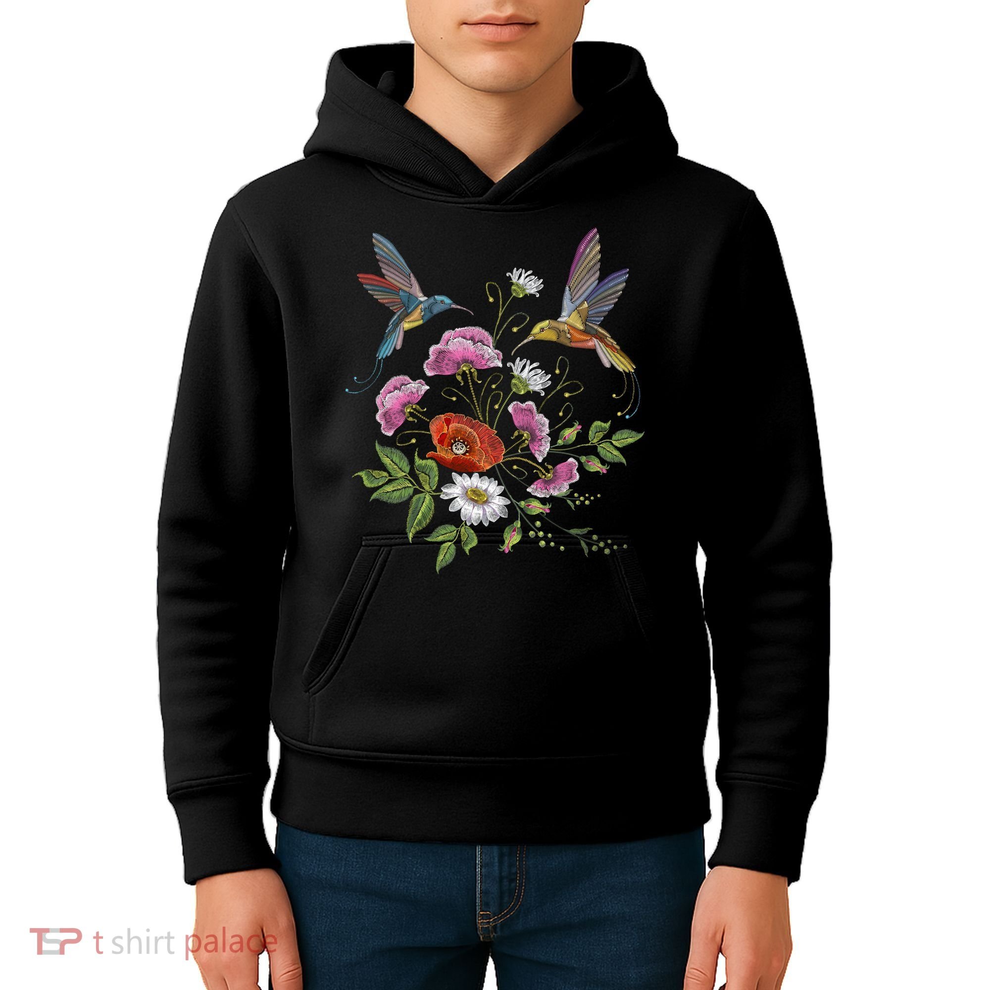Humming Birds Flowers Kids Hoodie