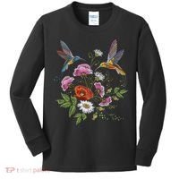 Humming Birds Flowers Kids Long Sleeve Shirt thumb 0