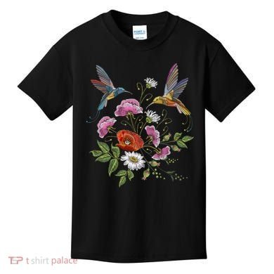 Humming Birds Flowers Kids T-Shirt