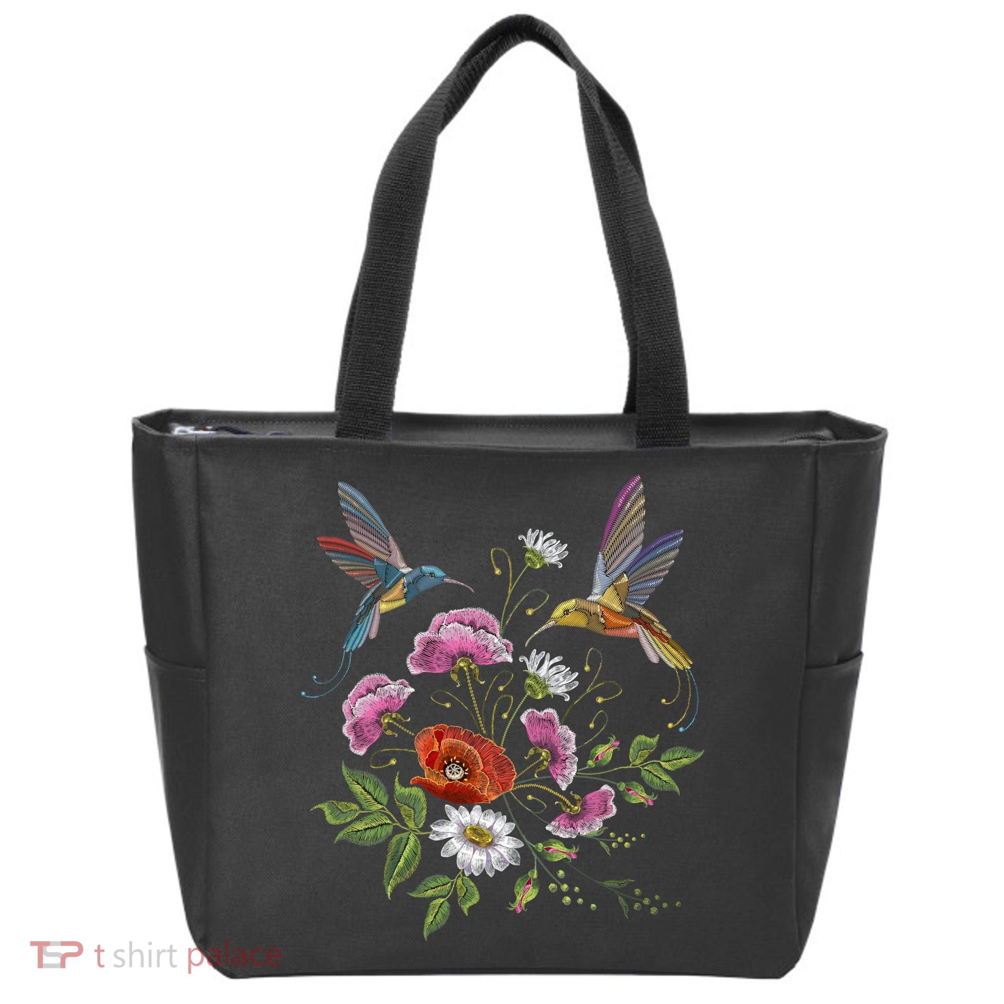 Humming Birds Flowers Tote Bag