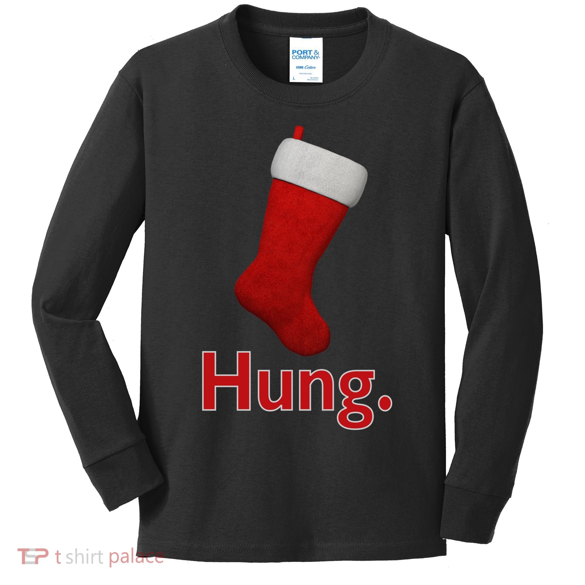 Hung Funny Christmas Kids Long Sleeve Shirt