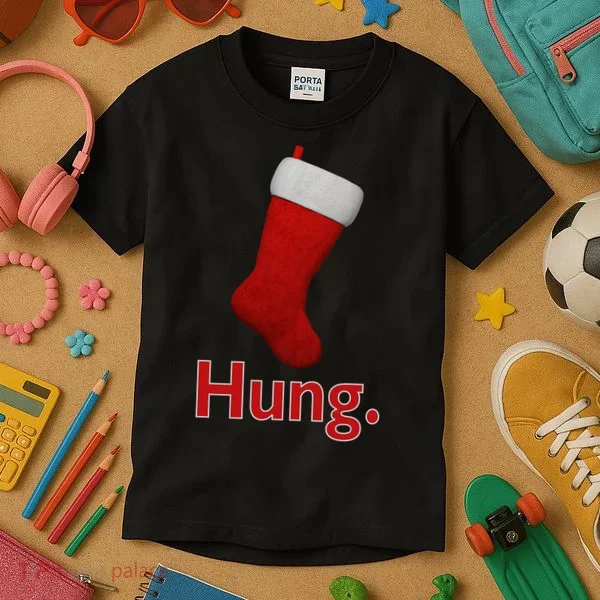 Hung Funny Christmas Kids T-Shirt