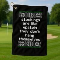 Hung Like Epstein Funny Ugly Christmas Golf Towel thumb 1