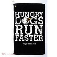 Hungry Dogs Run Faster Golf Towel thumb 0