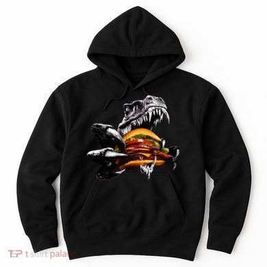 Hungry T-Rex Eating A Burger Hoodie