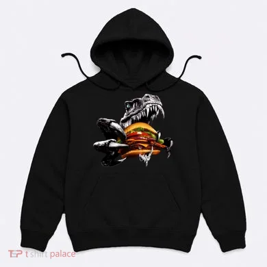 Hungry T-Rex Eating A Burger Hoodie